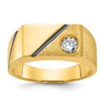 14k with Black Rhodium IBGoodman Men's Polished and Satin 1/4 carat Diamond Complete Ring