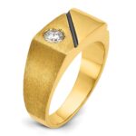 14k with Black Rhodium IBGoodman Men's Polished and Satin 1/4 carat Diamond Complete Ring - Image 8