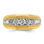 IBGoodman 14k with White Rhodium Men's Polished and Satin 5-Stone 1 Carat AA Quality Diamond Ring - Image 6