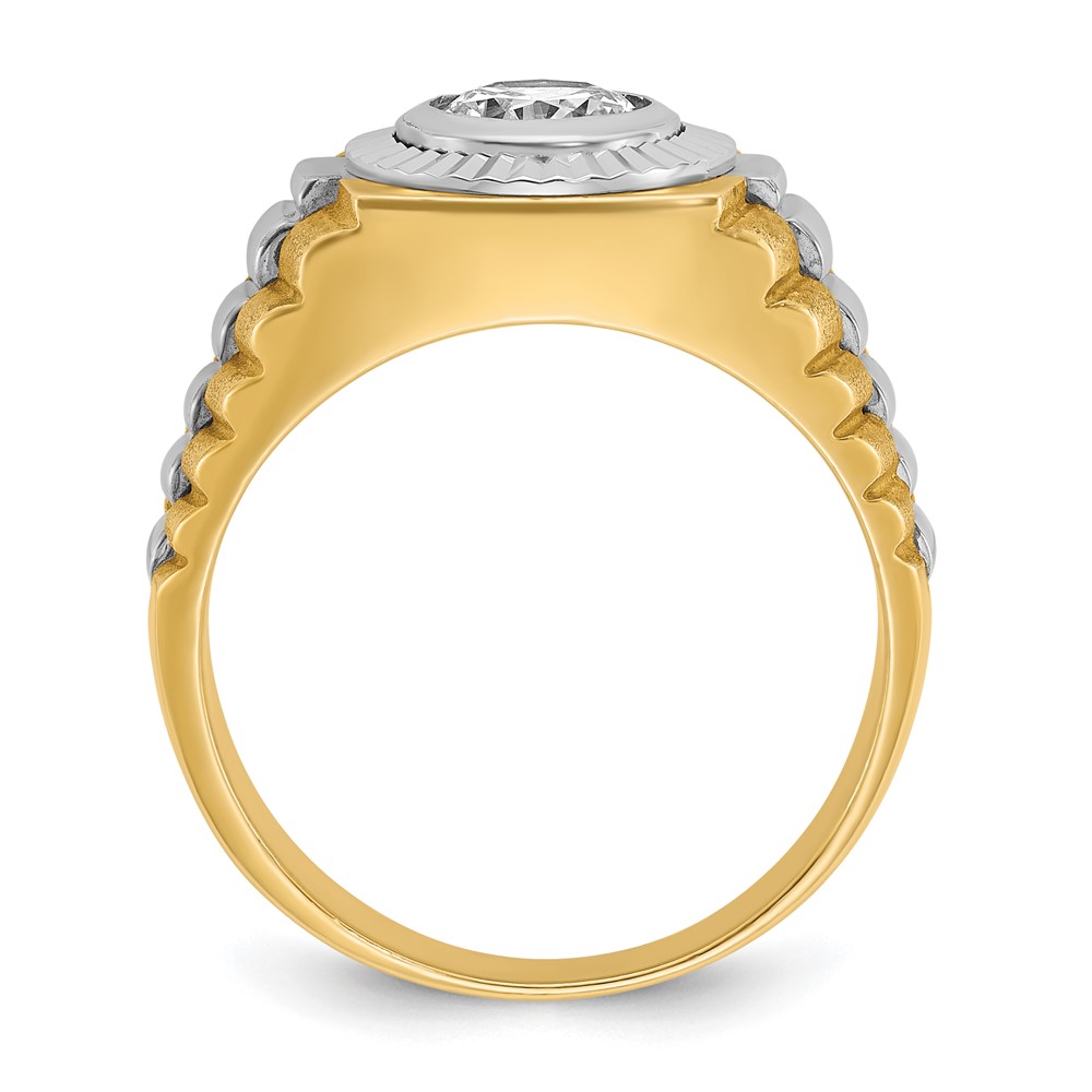 B56871-4YW-2.jpg IBGoodman 14k Two-tone Men's Polished Satin and Textured Ring Mounting - Image 1