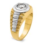 IBGoodman 14k Two Tone 1 carat Lab Grown Diamond VS/SI+ G+ Complete Polished Satin and Textured Men's Ring - Image 6
