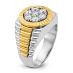 IBGoodman 14k Two-tone Men's Polished and Textured Round Cluster Ring Mounting - Image 8