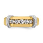 IBGoodman 14k Two-tone Men's Polished and Grooved 5-Stone Ring Mounting - Image 6