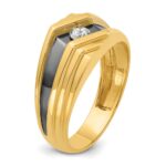 IBGoodman 10k with Black Rhodium Men's Polished and Grooved 1/6 Carat A Quality Diamond Ring - Image 8