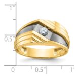 IBGoodman 10k with Black Rhodium Men's Polished and Grooved 1/6 Carat A Quality Diamond Ring - Image 3