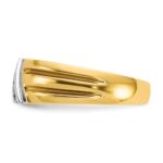 IBGoodman 10k Two-tone Men's Polished and Grooved 3-Stone 1/5 Carat A Quality Diamond Ring - Image 5