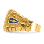 IBGoodman 10k Men's Polished and Nugget Textured with Blue Enamel and Lab Created Sapphire Blue Lodge Master Masonic Ring - Image 5