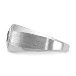 14k White Gold IBGoodman Men's Created Sapphire and 1/20 carat Diamond Satin Complete Ring - Image 5