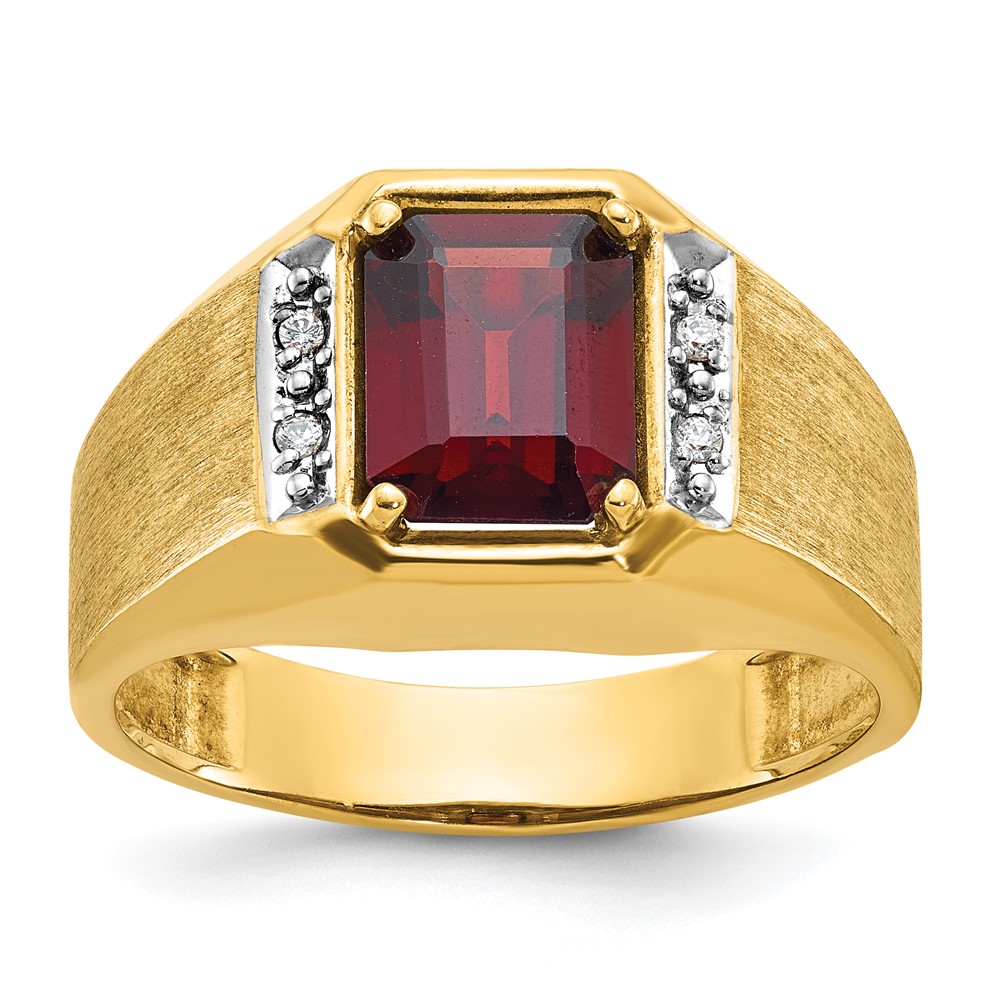 B57676-4YCR_AA-1.jpg 14k IBGoodman Men's Polished and Satin Created Ruby and 1/20 carat Diamond Complete Ring - Image 1