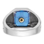 IBGoodman 14k White Gold Men's Polished and Textured with Blue Enamel and Lab Created Sapphire Blue Lodge Master Masonic Ring - Image 5