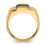 14k White Gold IBGoodman Men's Satin Onyx and 1/20 carat Diamond Complete Ring - Image 2