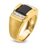 14k White Gold IBGoodman Men's Satin Onyx and 1/20 carat Diamond Complete Ring - Image 8