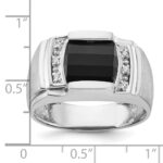 14k White Gold IBGoodman Men's Satin Onyx and 1/20 carat Diamond Complete Ring - Image 3