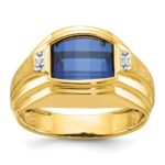10k IBGoodman Men's Polished/Satin Cr. Sapphire and Diamond Complete Ring