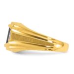 14k IBGoodman Men's Polished and Satin Created Sapphire and Diamond Complete Ring - Image 5