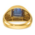 14k IBGoodman Men's Polished and Satin Created Sapphire and Diamond Complete Ring - Image 7