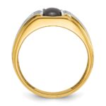 IBGoodman 14k Two-tone Men's Polished Satin and Grooved Black Star Sapphire and AA Quality Diamond Ring - Image 2