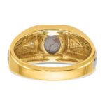 IBGoodman 14k Two-tone Men's Polished Satin and Grooved Black Star Sapphire and AA Quality Diamond Ring - Image 5