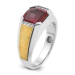 IBGoodman 14k Two-tone Men's Polished and Satin Gemstone and Diamond Ring Mounting - Image 8