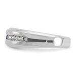 IBGoodman 14k White Gold Men's Polished Lab Created Sapphire and 1/5 Carat AA Quality Diamond Ring - Image 5