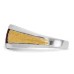 14k Two-tone IBGoodman Men's Satin Created Ruby and 1/20 carat Diamond Complete Ring - Image 5