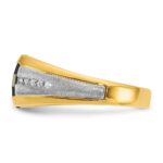 14k Two-tone IBGoodman Men's Created Sapphire and 1/8 carat Diamond Complete Ring - Image 5
