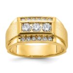 14k IBGoodman Men's Polished and Satin 3-Row Ring Mounting