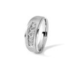 IBGoodman 14k White Gold 1/2 carat Lab Grown Diamond VS/SI+ G+ Complete Polished and Brushed Five Stone Men's Ring - Image 8
