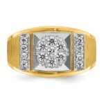 14k Two-tone IBGoodman Men's Polished and Satin Cluster Ring Mounting - Image 6