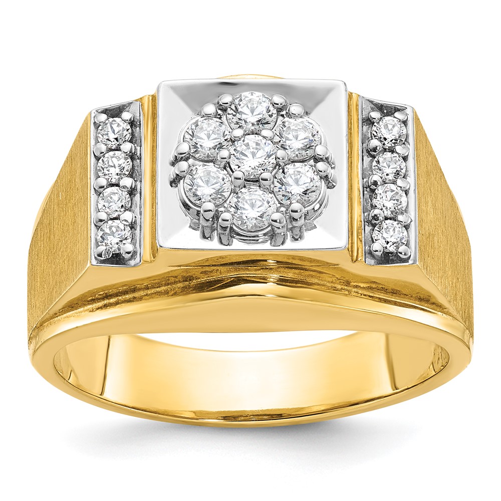B58225-4YWAA-6.jpg IBGoodman 14k Two Tone 1/2 carat Lab Grown Diamond VS/SI+ G+ Complete Men's Polished and Satin Cluster Ring - Image 1