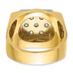 IBGoodman 14k Two-tone Men's Polished and Satin 1 1/2 Carat AA Quality Diamond Cluster Ring - Image 7