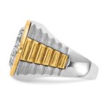 IBGoodman 14k Two-tone Men's Polished Satin and Diamond-cut Round Cluster Ring Mounting - Image 5