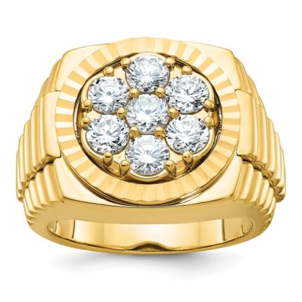 IBGoodman 14k 2 carat Lab Grown Diamond VS/SI+ G+ Complete Ribbed Men's Cluster Ring