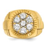 IBGoodman 14k Men's Polished Satin and Diamond-cut Round Cluster Ring Mounting - Image 4
