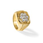 IBGoodman 14k Men's Polished Satin and Diamond-cut Round Cluster Ring Mounting - Image 9