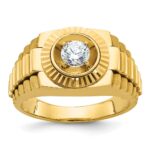 IBGoodman 10k Men's Polished Satin and Textured 1/2 Carat A Quality Diamond Ring