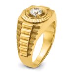 IBGoodman 10k Men's Polished Satin and Textured 1/2 Carat A Quality Diamond Ring - Image 8