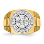 IBGoodman 14k Two-tone Men's Polished Satin and Textured 1 Carat AA Quality Diamond Ring - Image 6