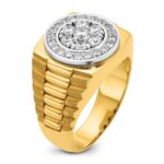 IBGoodman 14k Two-tone Men's Polished Satin and Textured 1 Carat AA Quality Diamond Ring - Image 8
