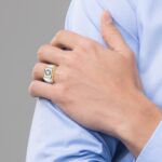 IBGoodman 14k Two-tone Men's Polished Satin and Ribbed Round Cluster Ring Mounting - Image 4