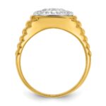 IBGoodman 14k Two-tone Men's Polished Satin and Ribbed Round Cluster Ring Mounting - Image 2