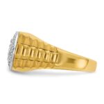 IBGoodman 14k Two-tone Men's Polished Satin and Ribbed Round Cluster Ring Mounting - Image 5