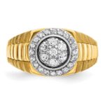 IBGoodman 14k Two-tone Men's Polished Satin and Ribbed Round 1/2 Carat AA Quality Diamond Cluster Ring - Image 6