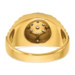 IBGoodman 14k Two-tone Men's Polished Satin and Ribbed Round 1/2 Carat AA Quality Diamond Cluster Ring - Image 7