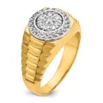 IBGoodman 14k Two-tone Men's Polished Satin and Ribbed Round Cluster Ring Mounting - Image 8