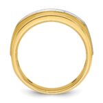 IBGoodman 14k Two-tone Men's Polished Satin and Grooved 5-Stone 1 Carat AA Quality Diamond Ring - Image 2