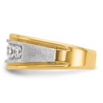 IBGoodman 14k Two-tone Men's Polished Satin and Grooved 5-Stone 1 Carat AA Quality Diamond Ring - Image 5