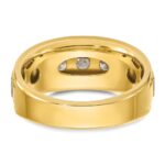 IBGoodman 14k Two-tone Men's Polished Satin and Grooved 5-Stone 1 Carat AA Quality Diamond Ring - Image 7