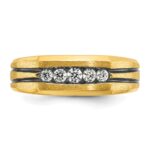 IBGoodman 14k with Black Rhodium Men's Polished Satin and Grooved 1/4 Carat AA Quality Diamond 5-Stone Ring - Image 6