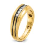 IBGoodman 14k with Black Rhodium Men's Polished Satin and Grooved 1/4 Carat AA Quality Diamond 5-Stone Ring - Image 8